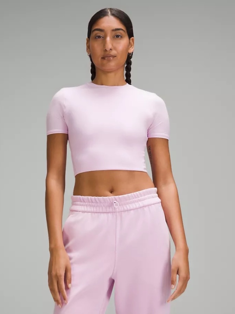 Lululemon Wundermost Ultra-Soft Nulu Crewneck Cropped T-Shirt Vitapink Size 6